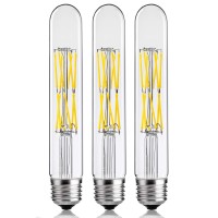 Leools 12W Dimmable Edison Led Tubular Bulb T10/T30,E26 Medium Base Filament Lamp 100 Watt Equivalent 4000K Daylight Glow,Vintage Antique Bulbs,7.3In(185Mm),3-Pack