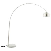 Modway Sunflower Mid-Century Modern Arched Floor Lamp, Round Marble Base In White