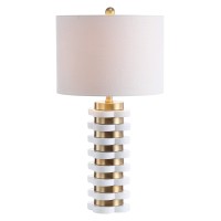 Jonathan Y Jyl1010A Wellington 265 Quatrefoil Striped Resin Led Table Lamp Contemporary Bedside Desk Nightstand Lamp For Bedro