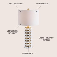 Jonathan Y Jyl1010A Wellington 265 Quatrefoil Striped Resin Led Table Lamp Contemporary Bedside Desk Nightstand Lamp For Bedro