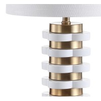 Jonathan Y Jyl1010A Wellington 265 Quatrefoil Striped Resin Led Table Lamp Contemporary Bedside Desk Nightstand Lamp For Bedro