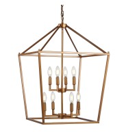 Jonathan Y Jyl7438B Pagoda Lantern Dimmable Adjustable Metal Led Pendant Classic Traditional Farmhouse Dining Room Living Room Kitchen Foyer Bedroom Hallway, 20 In, Antique Gold