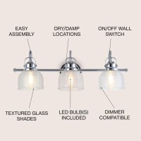 Jonathan Y Jyl7409A Virginia 2525 3Light Metalglass Led Traditional Classic Vanity Light Modern 2700K Led 4W Bulbs Entryway