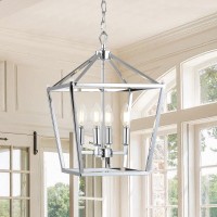 Jonathan Y Jyl7436C Pagoda Lantern Dimmable Adjustable Metal Led Pendant Classic Traditional Farmhouse Dining Room Living Room Kitchen Foyer Bedroom Hallway, 12 In, Chrome