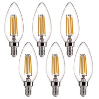 Flsnt 60W Equivalent Led Chandelier Light Bulbs, Dimmable, E12 Base, Clear B11 Led Filament Candelabra Bulbs, 2700K Soft White, 6 Pack