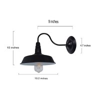 Brightess #8960 Indoor Outdoor Retro Black Barn Lamp Gooseneck Barn Lamp Industrial Vintage Farmhouse Wall Lamp Led Porch Lamp Fixtures Hardwired Finish