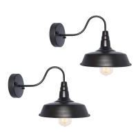 Brightess Bathroom Light Fixtures,Black Vanity Light, Outdoor Gooseneck Barn Light, Farmhouse Wall Lamps Sconces Kitchen Bedroom Hardwired (2 Packs)