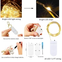 Smilingtown Starry Fairy String Lights 24 Pack 20 Ledstrand 72Ft Firefly Copper Wire Lights Battery Powered Lights For Wedding