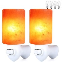 Pursalt Himalayan Salt Lamp Plug In Night Light 2 Pack 360 Degree Adjustable Wall Plug Extra 4 Replacement Bulbs Bathroom Bed