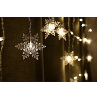 Lainin 12Ft35M 96Led Snowflake Curtain Light Plug In String Light Led Fairy Night Light, Perfect For Christmas Wedding Party Decoration Chandelier Luminarias - Warm White