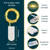 Mumuxi Battery Operated Led Fairy Lights 16 Pack 10Ft Warm White Waterproof Energy Efficient Indoor Outdoor Usage