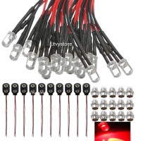 Ltvystore 30Pcs 5Mm 12V Red Led Pre Wired Lamp Light Bulb Prewired Emitting Diode & 30Pcs Metal 5Mm Led Clip Holder Panel Mount & 10Pcs 9V Battery Holder Clip Snap On Connector Cable