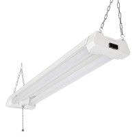 Maxxima 2 Ft Utility Led Shop Light Fixture 20 Watt Linkable Frosted Lens 5000K Daylight 2000 Lumens Plug In Pull Chain