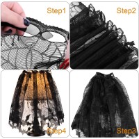 Boao 2 Pieces Halloween Spider Web Lamp Shades Topper Lace Cobweb Window Door Fireplace Mantle Scarf Cover With 2 Pieces Ribbon