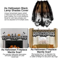 Boao 2 Pieces Halloween Spider Web Lamp Shades Topper Lace Cobweb Window Door Fireplace Mantle Scarf Cover With 2 Pieces Ribbon