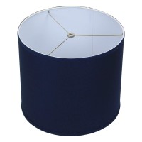 Fenchelshadescom 14 Top Diameter X 14 Bottom Diameter 12 Height Cylinder Drum Lampshade Usa Made Linen Navy Blue