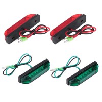 Kennso 4Pcs Navigation Red & Green Waterproof Signal Bulb Lights Strip Light Bar Kit Utility Strip Bar For Marine Boat Yach