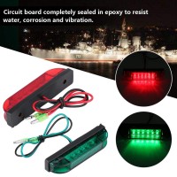 Kennso 4Pcs Navigation Red & Green Waterproof Signal Bulb Lights Strip Light Bar Kit Utility Strip Bar For Marine Boat Yach