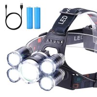 Alyattes Headlamp Rechargeable Usb Led Headlamp, Rechargeable Headlamps For Adults, 12000 Lumens Outdoor Headlamp Flashlight With Adjustable, 4 Modes Headlight For Camping, Hiking And Hunting