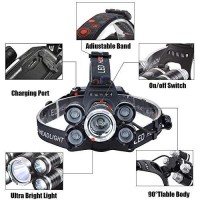 Alyattes Headlamp Rechargeable Usb Led Headlamp, Rechargeable Headlamps For Adults, 12000 Lumens Outdoor Headlamp Flashlight With Adjustable, 4 Modes Headlight For Camping, Hiking And Hunting