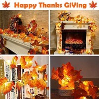 Kazoku 40 Led Fall Lights With 80 Leaves Maple Leaf Light Thanksgiving And Halloween Decoration String Lights 13Ft Fall Garlands String Lights Christmas Decoration