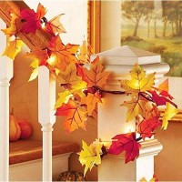 Kazoku 40 Led Fall Lights With 80 Leaves Maple Leaf Light Thanksgiving And Halloween Decoration String Lights 13Ft Fall Garlands String Lights Christmas Decoration