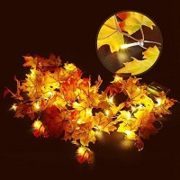 Kazoku 40 Led Fall Lights With 80 Leaves Maple Leaf Light Thanksgiving And Halloween Decoration String Lights 13Ft Fall Garlands String Lights Christmas Decoration