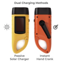 Swiss Safe Rechargeable Flashlight With Solar Power & Hand Crank : High Lumen Led'S, Tactical Grip, Mini Keychain Carabiner For Edc & Outdoor Camping (Variety Pack)