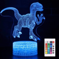 3D Night Light 7 Colors Changing Smart Switch Remote Control Usb Battery Powered Jurassic Dinosaur Toy 3D Crackle Led Desk La