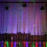 304 Led Window Curtain String Light, 9.8Ft X 9.8Ft, 8 Modes Setting Wedding Christmas Girls Bedroom Outdoor Indoor Wall Decoration Party Home Garden (Colorful)