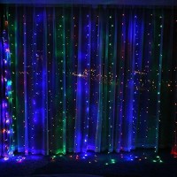 304 Led Window Curtain String Light, 9.8Ft X 9.8Ft, 8 Modes Setting Wedding Christmas Girls Bedroom Outdoor Indoor Wall Decoration Party Home Garden (Colorful)