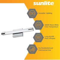 Sunlite 18-Inch Led Linear Vanity Light Fixture, 20 Watts, 1100 Lumens, 3000K Warm White, 80 Cri, Etl Listed, White, For Hotels, Restaurants & Commercial Use