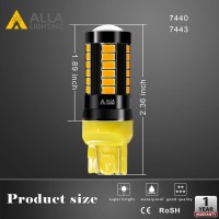 Alla Lighting 2800Lm 7440 7443 Led Turn Signal Lights Bulbs, Amber Yellow T20 7440Na 7444Na 7442Nak Wy21W 7443Na 992 Blinker Lamps Replacement Xtreme Super Bright 12V 5730 33-Smd Dual Filament