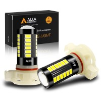 Alla Lighting Bright 5201 DRL PS19W 5202 LED Fog Lights Bulbs PS24WFF 12085C1 6000K Xenon White Fog Lamps Replacement 2800 Lumens Upgrade This listing features one pair 2 pieces 52015202 LED Bulbs extremely super bright high power 6000K xenon white with p