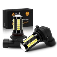 Alla Lighting Super Bright 9145 H10 Led Fog Light Bulbs, 6000K Xenon White 2800 Lumens Py20D 9140 9155 12V Replacement 5730 33-Smd Leds