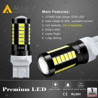 Alla Lighting 2800Lm T20 7440 7443 Led Bulbs, White Reverse/Signal/Brake Tail/Drl Lights 7444 7443Ll 7441 W21W 6000K Xenon Xtreme Super Bright 12V 5730 33-Smd Upgrade