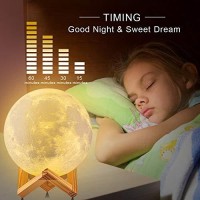 Dtoetkd Moon Lamp, 16 Colors 3D Printed Moon Lights Kids Night Light With Stand, Time Setting, Remote & Touch Control, Usb Rechargeable, Birthday Gifts For Boys Girls Friends Lover