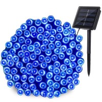 Joomer Blue Solar Christmas Lights 72Ft 200 Led 8 Modes Solar String Lights Waterproof Solar Fairy Lights For Christmas Decorations