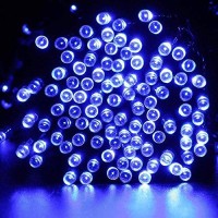 Joomer Blue Solar Christmas Lights 72Ft 200 Led 8 Modes Solar String Lights Waterproof Solar Fairy Lights For Christmas Decorations