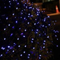 Joomer Blue Solar Christmas Lights 72Ft 200 Led 8 Modes Solar String Lights Waterproof Solar Fairy Lights For Christmas Decorations