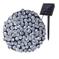 Joomer Solar Christmas Lights 72Ft 200 Led 8 Modes Solar String Lights Waterproof Solar Fairy Lights For Christmas Decorations (White)