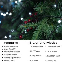 Joomer Solar Christmas Lights 72Ft 200 Led 8 Modes Solar String Lights Waterproof Solar Fairy Lights For Christmas Decorations (White)