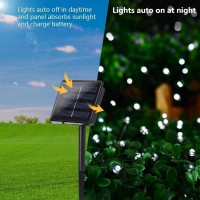 Joomer Solar Christmas Lights 72Ft 200 Led 8 Modes Solar String Lights Waterproof Solar Fairy Lights For Christmas Decorations (White)