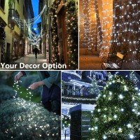 Joomer Solar Christmas Lights 72Ft 200 Led 8 Modes Solar String Lights Waterproof Solar Fairy Lights For Christmas Decorations (White)