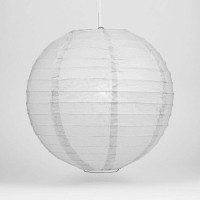 Quasimoon Paperlanternstore.Com (5-Pack) 16 Inch Gray/Grey Round Paper Lantern, Even Ribbing, Hanging Decoration