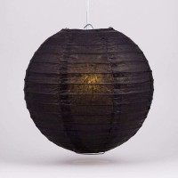 Paperlanternstore.Com (5-Pack) 16 Inch Black Round Paper Lantern, Even Ribbing, Hanging Decoration