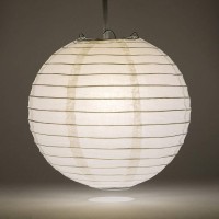 Quasimoon Paperlanternstore.Com (5-Pack) 18 Inch White Round Paper Lantern, Even Ribbing, Hanging Decoration