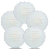 Quasimoon Paperlanternstore.Com (5-Pack) 12 Inch Arctic Spa Blue Round Paper Lantern, Even Ribbing, Hanging Decoration