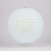 Quasimoon Paperlanternstore.Com (5-Pack) 12 Inch Arctic Spa Blue Round Paper Lantern, Even Ribbing, Hanging Decoration