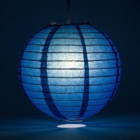 Paperlanternstore.Com (5-Pack) 16 Inch Navy Blue Round Paper Lantern, Even Ribbing, Hanging Decoration